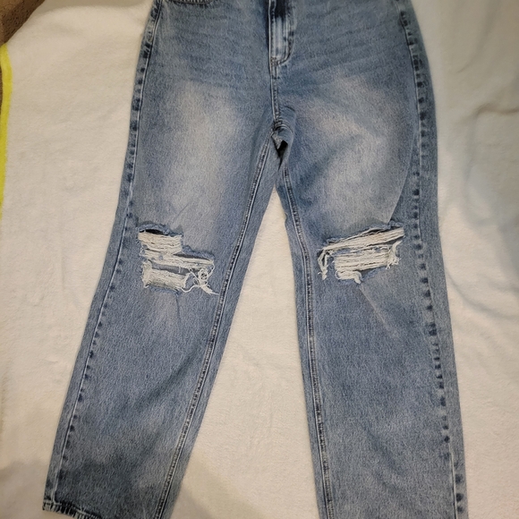 SHEIN Blue Distressed Wide Leg Jeans - Picture 1 of 1